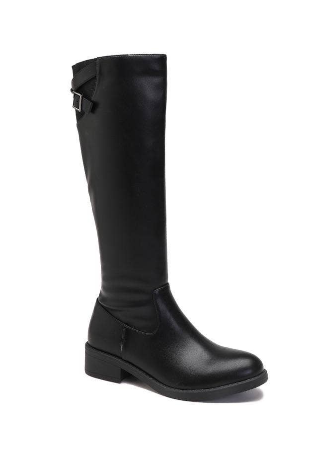 Klassische flache Stiefel schwarz