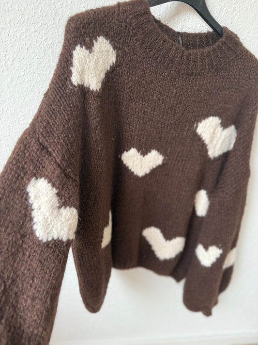 Herzpullover in braun