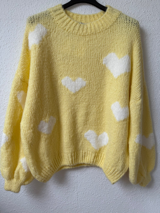 Herzenpullover gelb