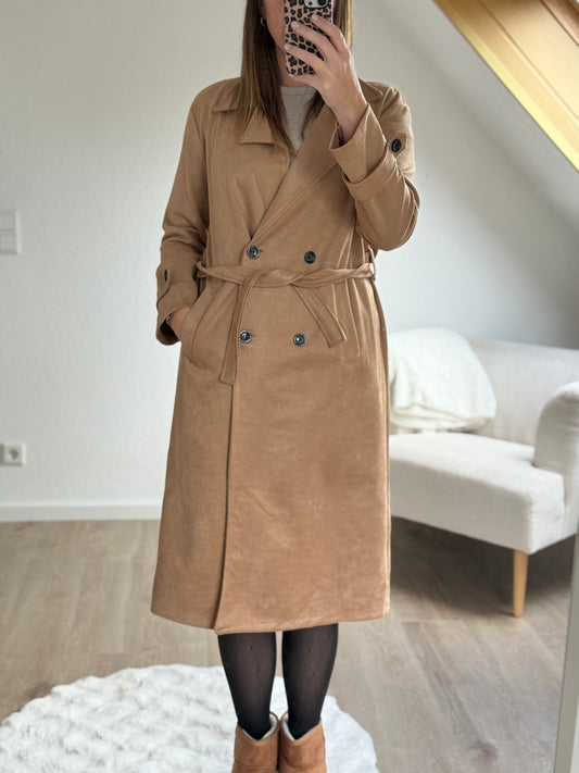 Trenchcoat in Wildlederoptik