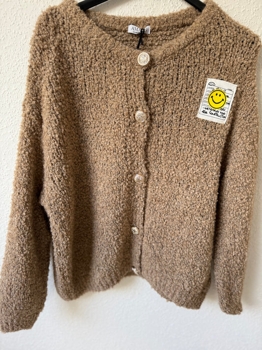 Oversize Smiley Cardigan braun