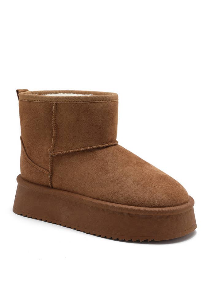 Keilstiefel mit hohem Innenfutter: Kamel