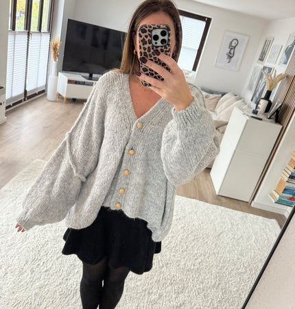Strickjacke Oversize grau
