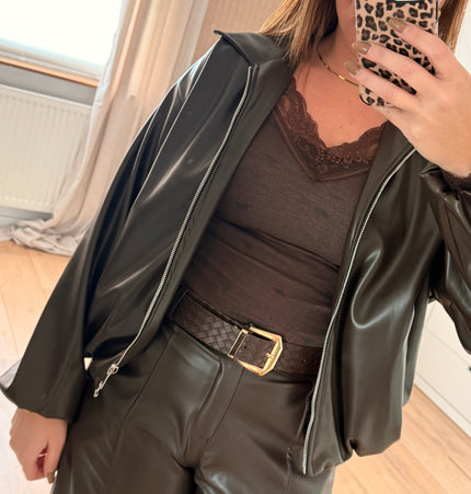 Oversize-Bomberjacke aus Lederimitat