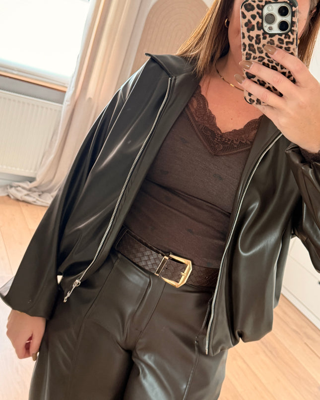 Oversize-Bomberjacke aus Lederimitat