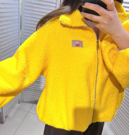 Texturierte Jacke mit Reißverschluss: Gelb / SIE