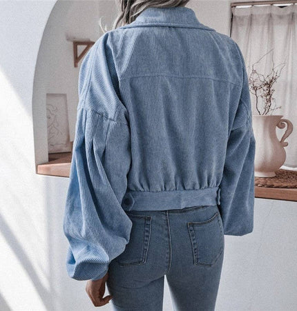 Lässige Kurzjacke mit Laternenärmeln aus Kord