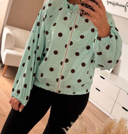 Locker geschnittene, gepunktete Jacke aus Baumwolle