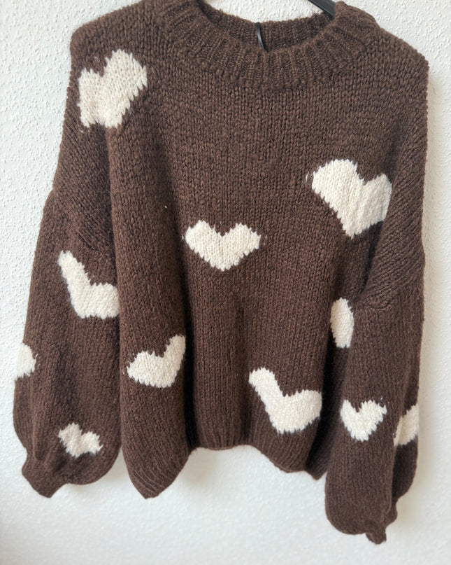 Herzpullover in braun