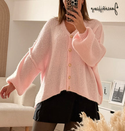 Strickjacke Oversize rosa