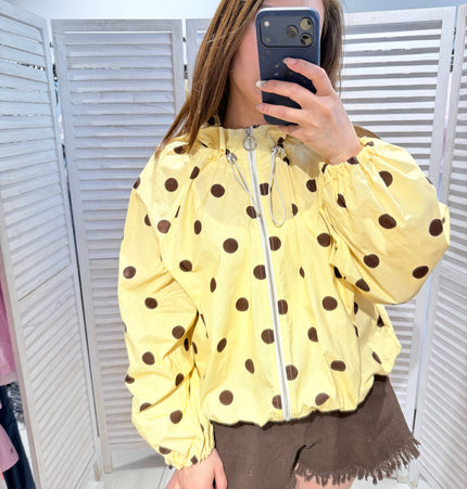 Locker sitzende gepunktete Baumwolljacke: Gelb / SIE