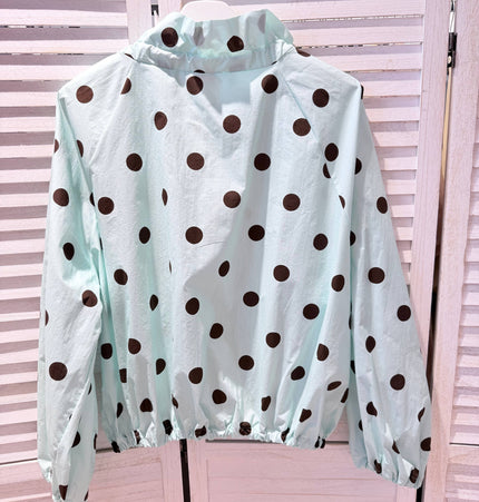 Locker geschnittene, gepunktete Jacke aus Baumwolle: Vert d'Eau / TU
