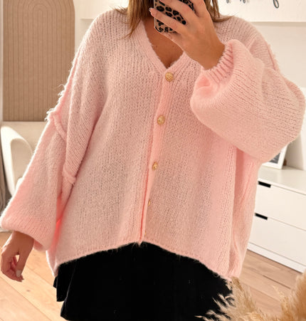 Strickjacke Oversize rosa