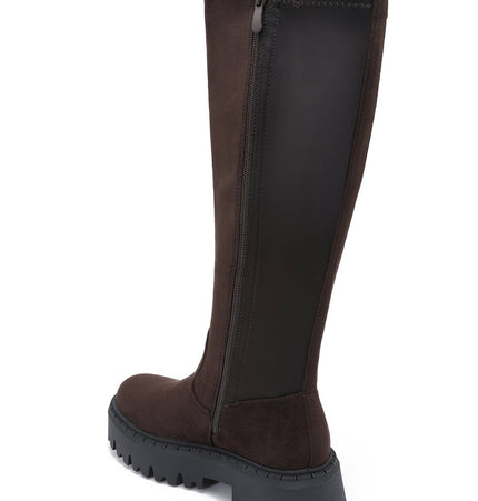 Damen Stretch-Stiefel Wildleder-Effekt  Braun