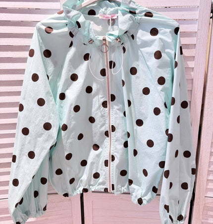 Locker geschnittene, gepunktete Jacke aus Baumwolle: Vert d'Eau / TU