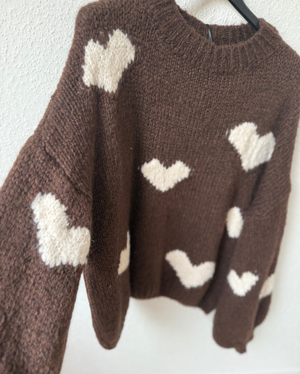 Herzpullover in braun