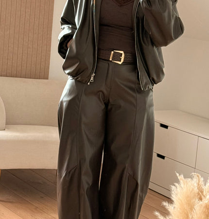 Oversize-Bomberjacke aus Lederimitat
