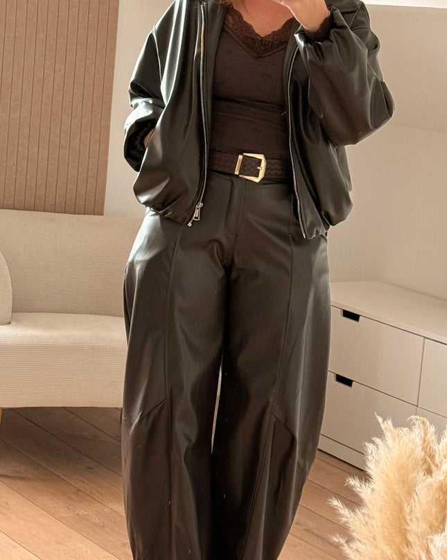 Oversize-Bomberjacke aus Lederimitat