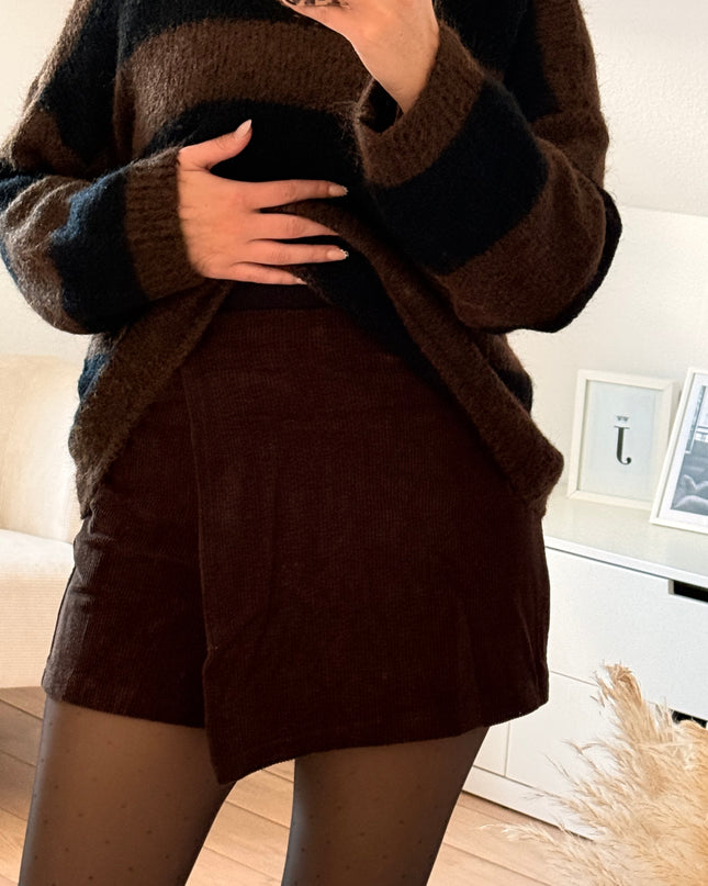 Skort aus Cord schokobraun