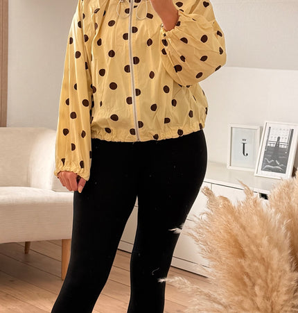 Locker sitzende gepunktete Baumwolljacke: Gelb