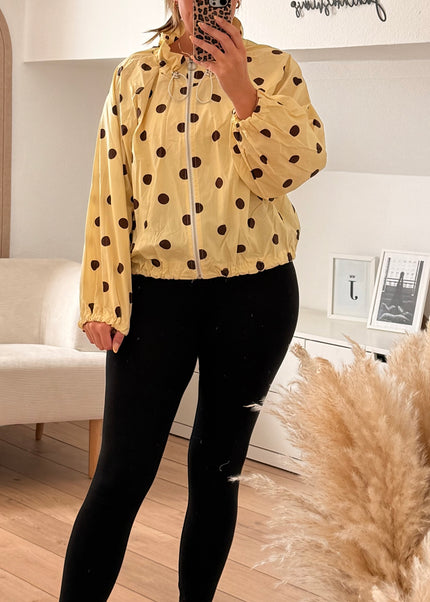 Locker sitzende gepunktete Baumwolljacke: Gelb