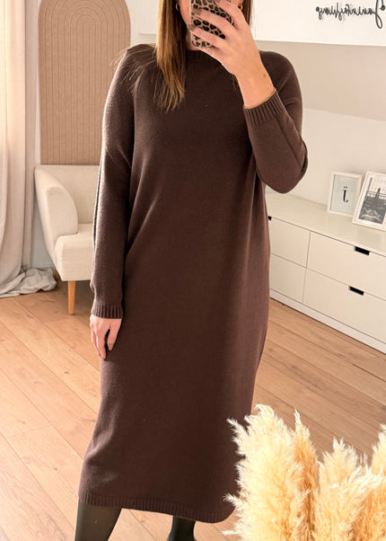Long Strickkleid braun