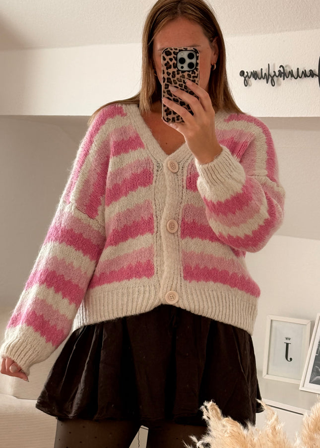 Warme Strickjacke gestreift