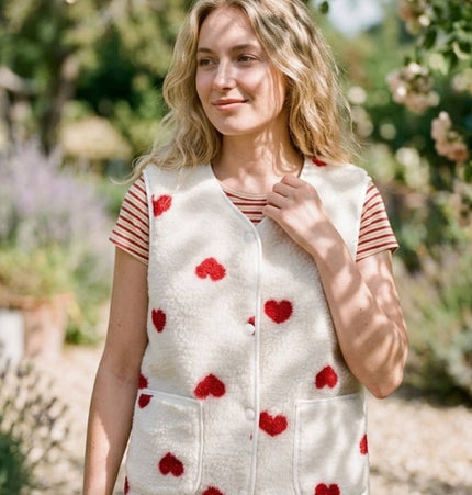Cardigan mit verspieltem Herzmuster: Blanc / TU