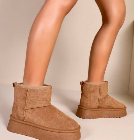 Keilstiefel mit hohem Innenfutter: Kamel