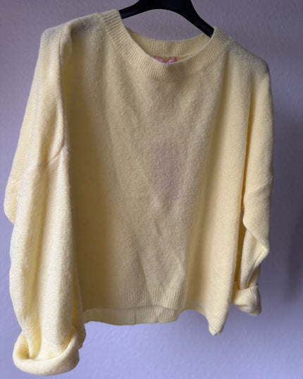 Weicher Pullover ,,Baby Alpaca“ Umschlagarm gelb