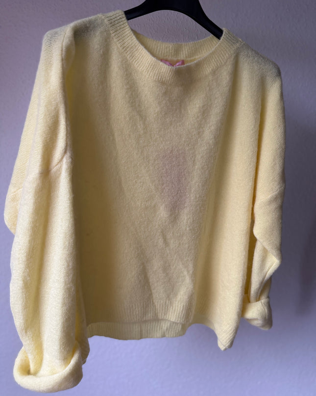 Weicher Pullover ,,Baby Alpaca“ Umschlagarm gelb