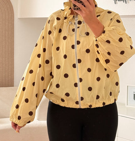 Locker sitzende gepunktete Baumwolljacke: Gelb
