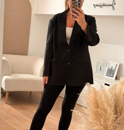 Locker geschnittener Longblazer schwarz