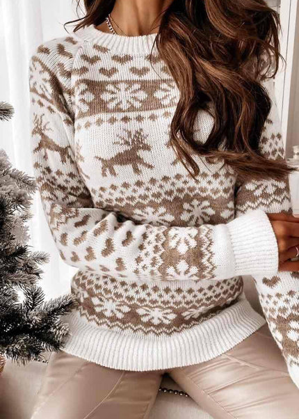 Weihnachtspullover – Modell 1867: Beige / Eine Größe