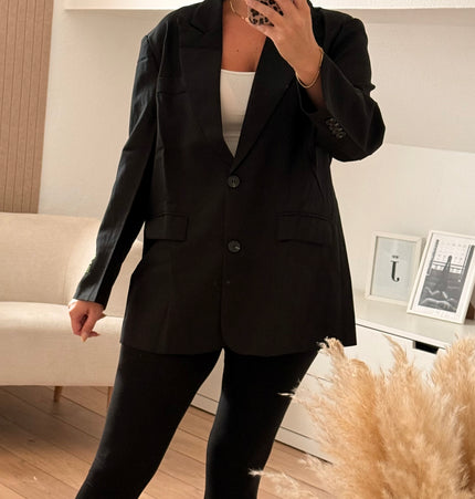 Locker geschnittener Longblazer schwarz