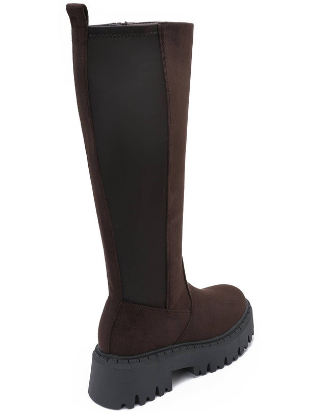 Damen Stretch-Stiefel Wildleder-Effekt  Braun