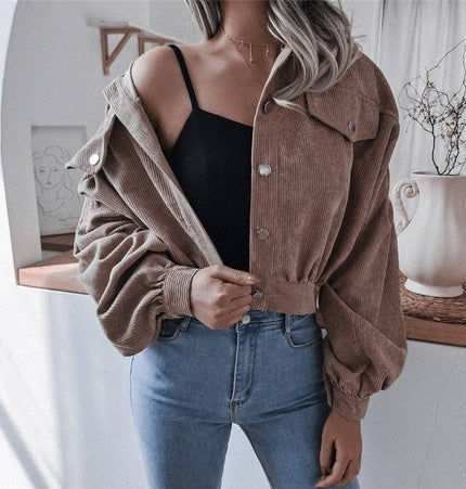 Lässige Kurzjacke mit Laternenärmeln aus Kord