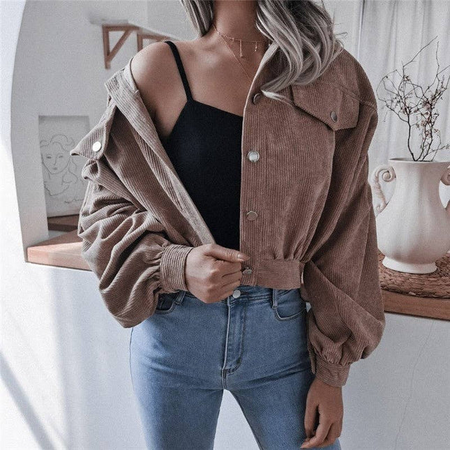 Lässige Kurzjacke mit Laternenärmeln aus Kord