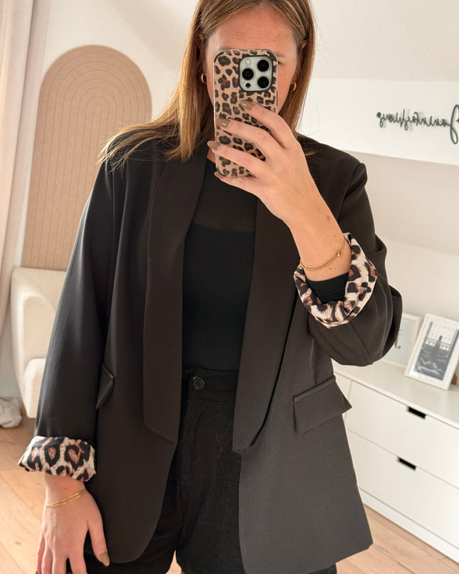 Blazer mit Leopardenärmeln