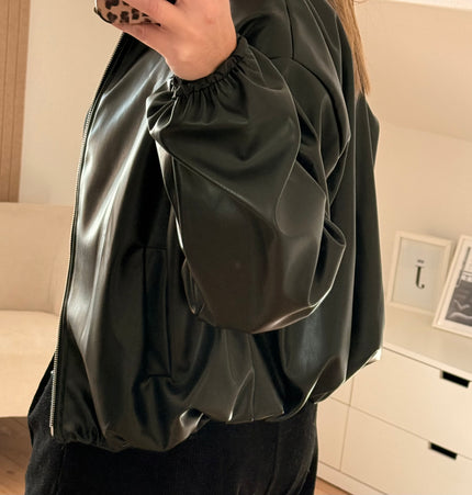 Oversize-Bomberjacke aus Lederimitat