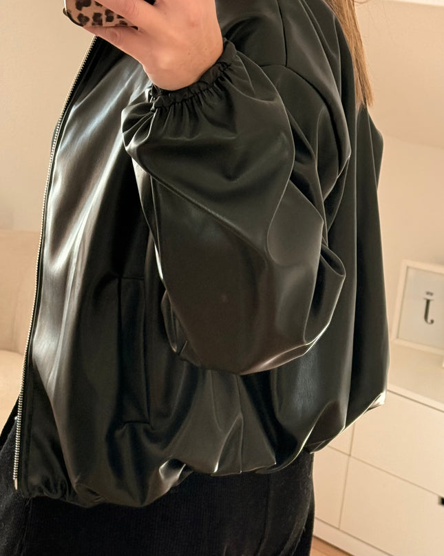 Oversize-Bomberjacke aus Lederimitat
