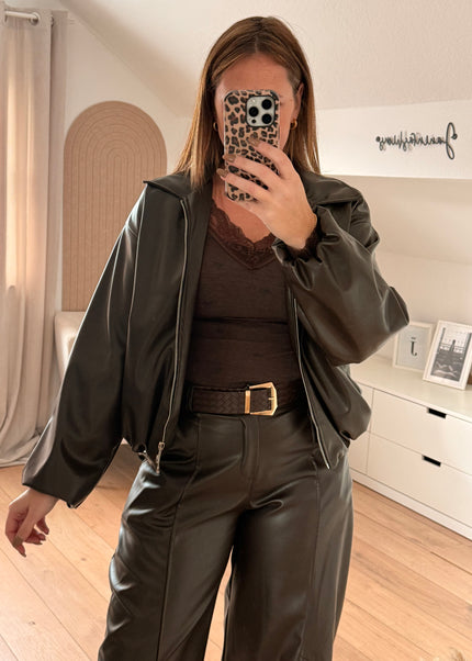 Oversize-Bomberjacke aus Lederimitat