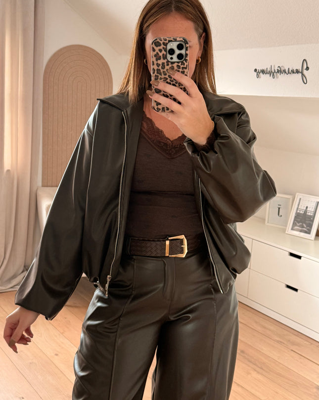Oversize-Bomberjacke aus Lederimitat