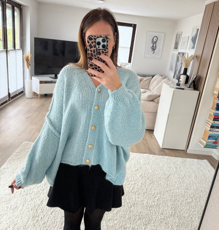 Strickjacke Oversize hellblau