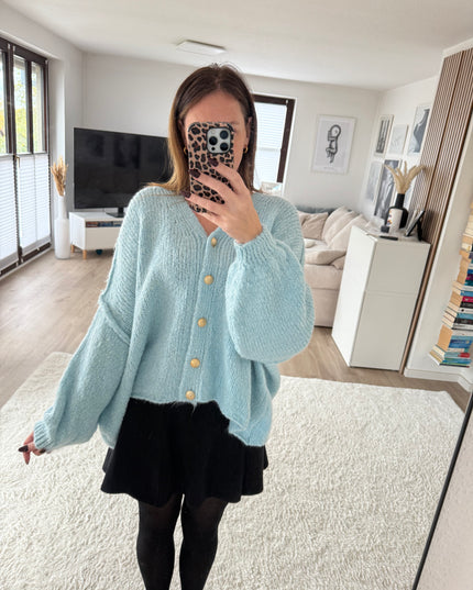 Strickjacke Oversize hellblau