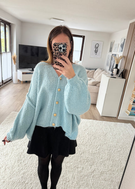 Strickjacke Oversize hellblau