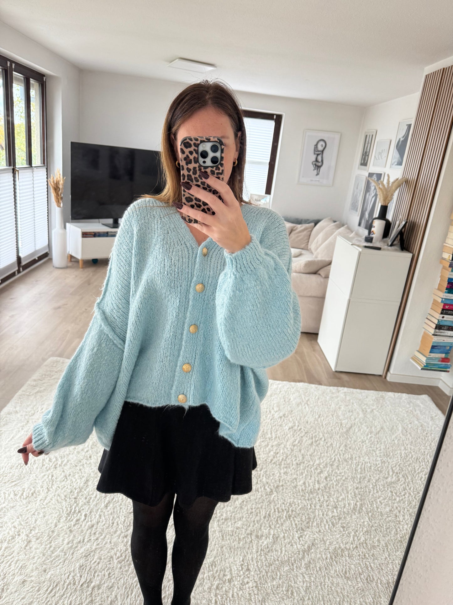 Strickjacke Oversize hellblau