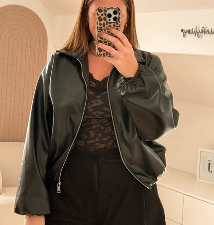 Oversize-Bomberjacke aus Lederimitat