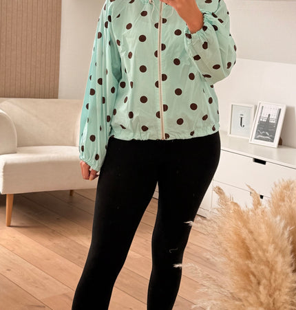 Locker geschnittene, gepunktete Jacke aus Baumwolle