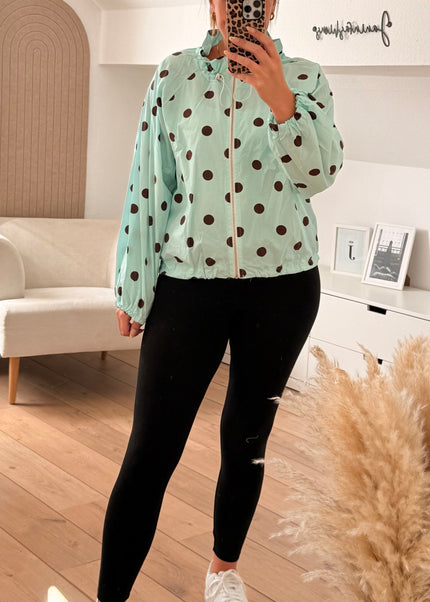 Locker geschnittene, gepunktete Jacke aus Baumwolle